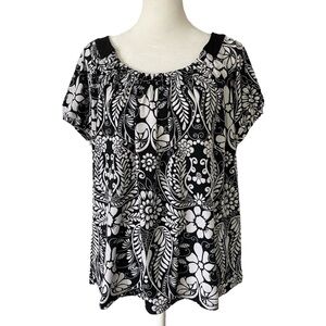Rafaella Black & White Floral Patterned Top